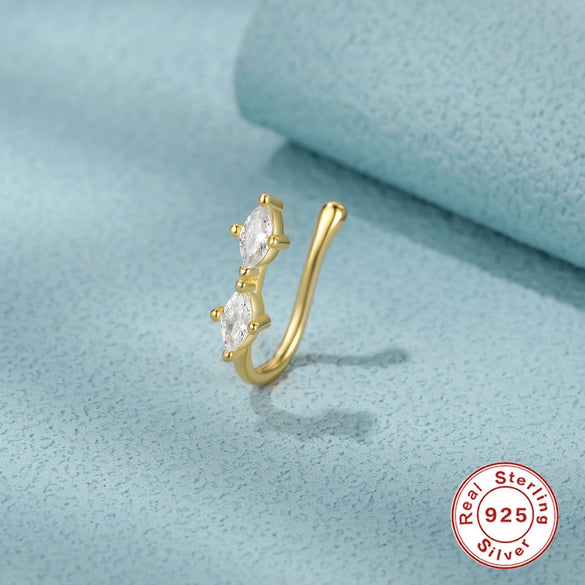 Wholesale Perforated Ushaped Nose Clip Nose Ring Piercing Jewelry In Simple Ins Style Made Of S925 Sterling Silver With Geometric Pattern And Inlaid Zircon
