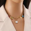 Wholesale Personality Doublelayer Cross Stainless Steel Electroplated Necklace For Women