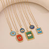 Wholesale Personality Geometric Stainless Steel Dripping Oil Eye Pendant Necklace With O Word Chain