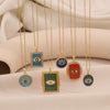 Wholesale Personality Geometric Stainless Steel Dripping Oil Eye Pendant Necklace With O Word Chain