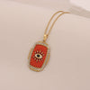 Wholesale Personality Geometric Stainless Steel Dripping Oil Eye Pendant Necklace With O Word Chain