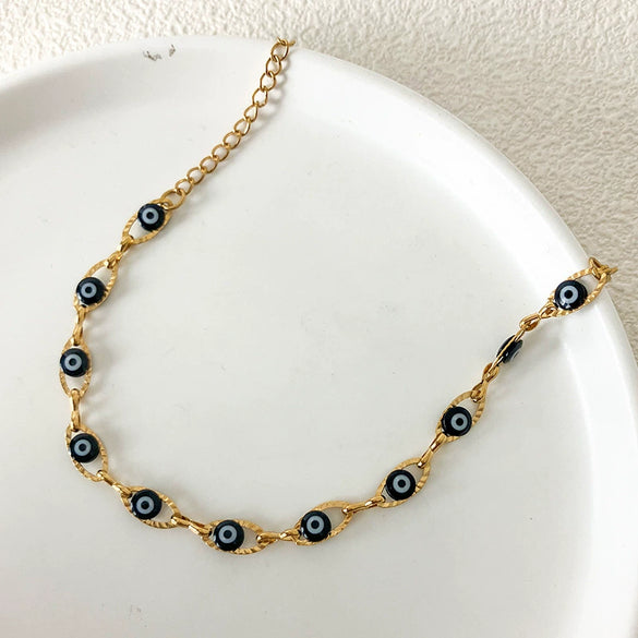 Wholesale Personality Geometric Stainless Steel Goldplated Devil's Eye Bracelet For Women