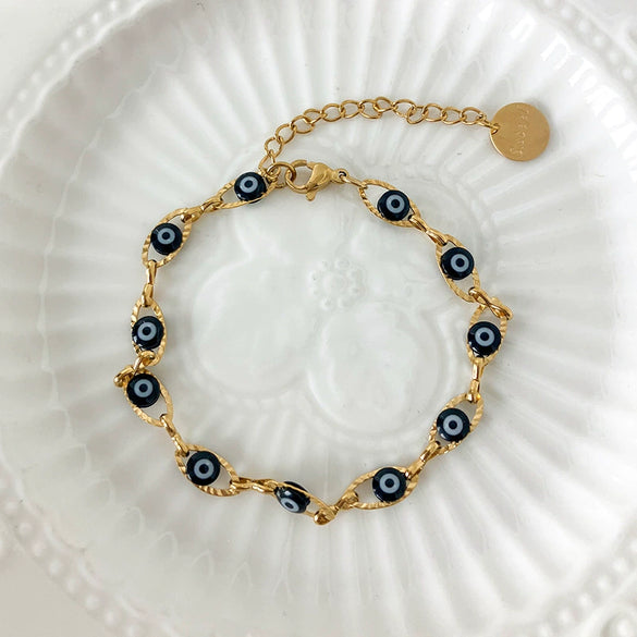 Wholesale Personality Geometric Stainless Steel Goldplated Devil's Eye Bracelet For Women