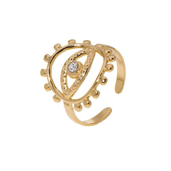 Wholesale Personality High End Devil's Eye Open Ring In Stainless Steel With 18K Gold Plated Electroplating For Women
