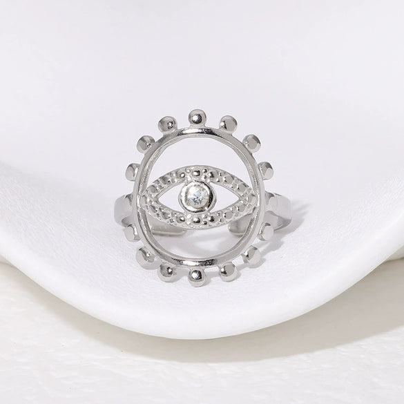 Wholesale Personality High End Devil's Eye Open Ring In Stainless Steel With 18K Gold Plated Electroplating For Women