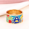 Wholesale Personality Ladies Ring Copper Geometric Dripping Oil Enamel