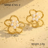 Wholesale Petal Pearl Stainless Steel Earrings With Flower Texture And Electroplating Light Luxury Exaggerated Style For Women