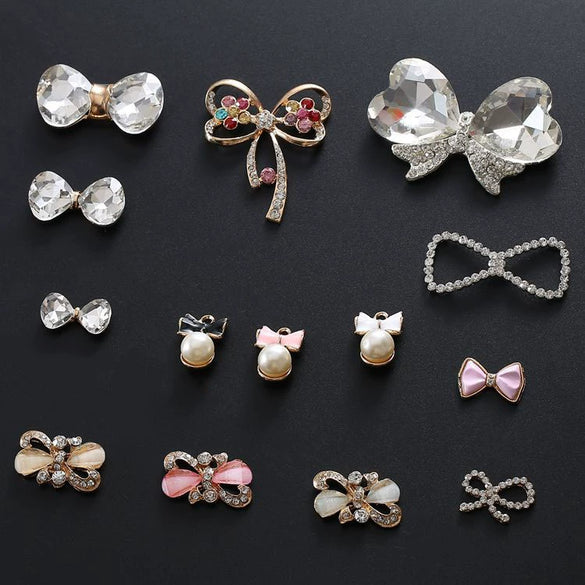 Wholesale Phone Shell Jewelry Accessories Alloy Crystal Bow Triangle Butterfly Diamond Electroplating