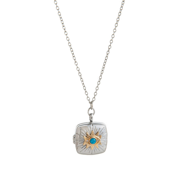 Wholesale Photo Album Photo Frame Necklace Copper Geometric Mixed Gemstone Setting Diamond Maillard Style For Women