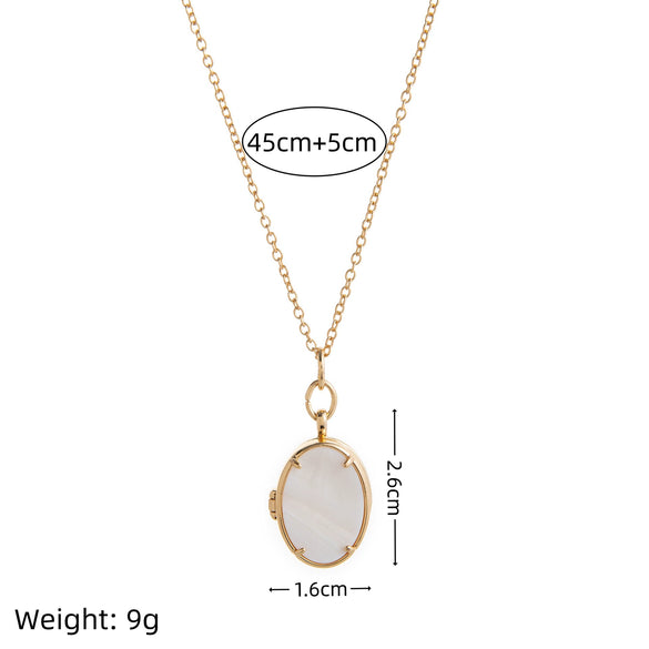 Wholesale Photo Album Photo Frame Necklace Copper Geometric Mixed Gemstone Setting Diamond Maillard Style For Women