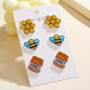 Wholesale 3 Piece Set Creative Bee Earrings With Cute Bee Fruit Chicken Acrylic Pendant For Women