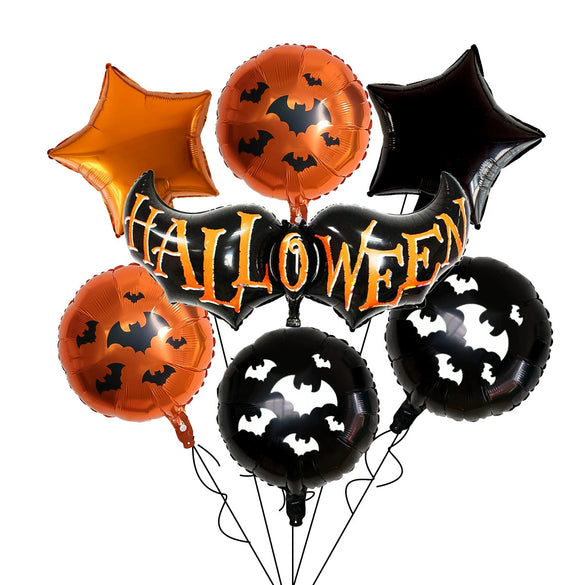 Wholesale 7 Piece Set Halloween Bat Balloons Aluminum Film Cartoon Animal Alien Shaped Party Decoration With Bat Wings Arrangement