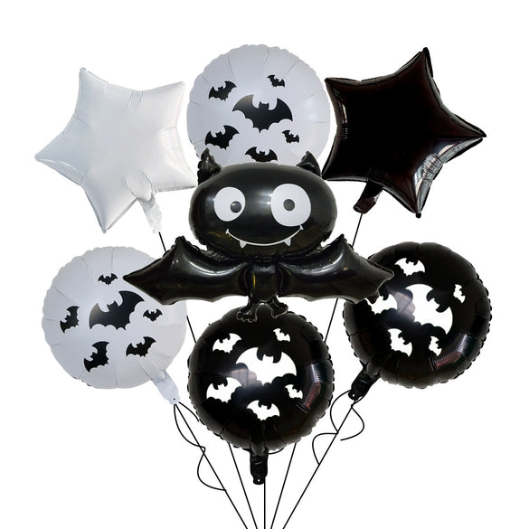 Wholesale 7 Piece Set Halloween Bat Balloons Aluminum Film Cartoon Animal Alien Shaped Party Decoration With Bat Wings Arrangement