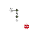 Wholesale Piercing Ear Bone Nail S925 Sterling Silver Geometric Natural Moss Agate Diamondset Environmentally Friendly Electroplated Unisex