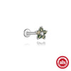 Wholesale Piercing Ear Bone Nail S925 Sterling Silver Geometric Natural Moss Agate Diamondset Environmentally Friendly Electroplated Unisex