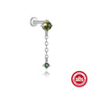 Wholesale Piercing Ear Bone Nail S925 Sterling Silver Geometric Natural Moss Agate Diamondset Environmentally Friendly Electroplated Unisex