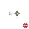 Wholesale Piercing Ear Bone Nail S925 Sterling Silver Geometric Natural Moss Agate Diamondset Environmentally Friendly Electroplated Unisex