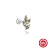 Wholesale Piercing Ear Bone Nail S925 Sterling Silver Geometric Natural Moss Agate Diamondset Environmentally Friendly Electroplated Unisex