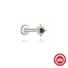 Wholesale Piercing Ear Bone Nail S925 Sterling Silver Geometric Natural Moss Agate Diamondset Environmentally Friendly Electroplated Unisex