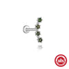 Wholesale Piercing Ear Bone Nail S925 Sterling Silver Geometric Natural Moss Agate Diamondset Environmentally Friendly Electroplated Unisex