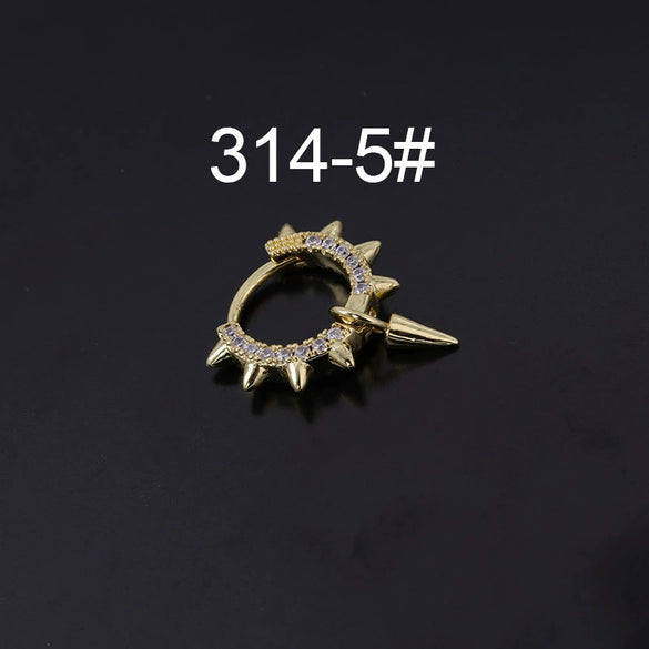 Wholesale Piercing Earrings Copper Inlaid Zircon Rivet Irregular Geometric Electroplating