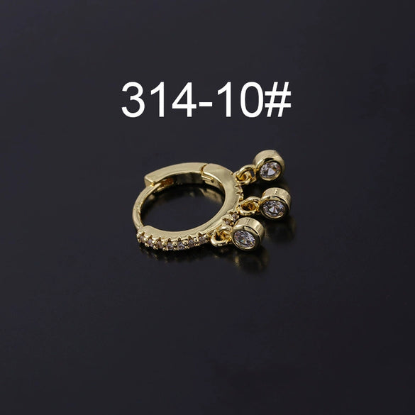 Wholesale Piercing Earrings Copper Inlaid Zircon Rivet Irregular Geometric Electroplating