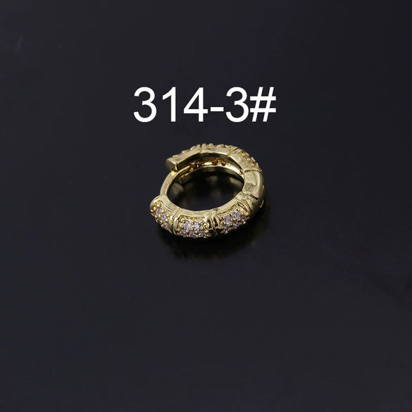 Wholesale Piercing Earrings Copper Inlaid Zircon Rivet Irregular Geometric Electroplating