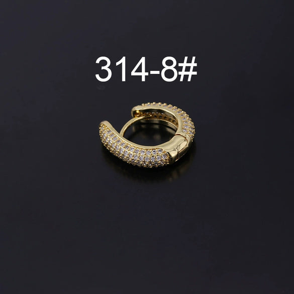 Wholesale Piercing Earrings Copper Inlaid Zircon Rivet Irregular Geometric Electroplating