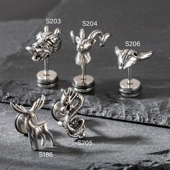 Wholesale Piercing Earrings Stainless Steel Casting Animal Punk Style Zodiac Design