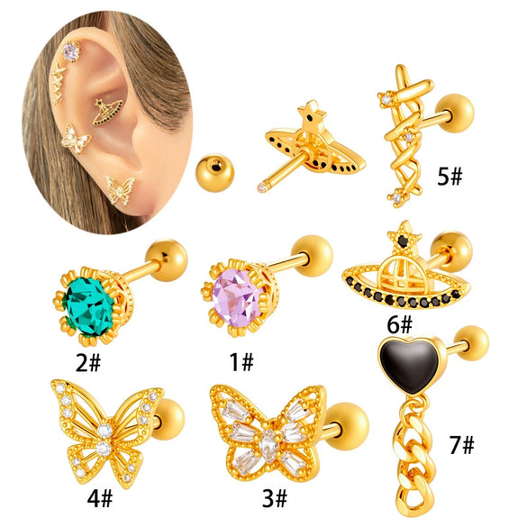Wholesale Piercing Earrings Titanium Steel Geometric Electroplating For Women