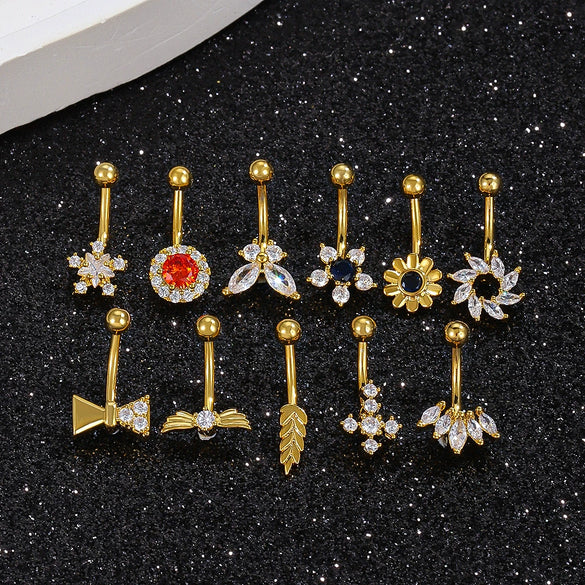 Wholesale Piercing Jewelry Copper Inlaid Zircon Butterfly Flower Star Style For Women