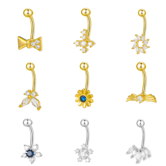 Wholesale Piercing Jewelry Copper Inlaid Zircon Butterfly Flower Star Style For Women