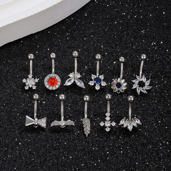 Wholesale Piercing Jewelry Copper Inlaid Zircon Butterfly Flower Star Style For Women