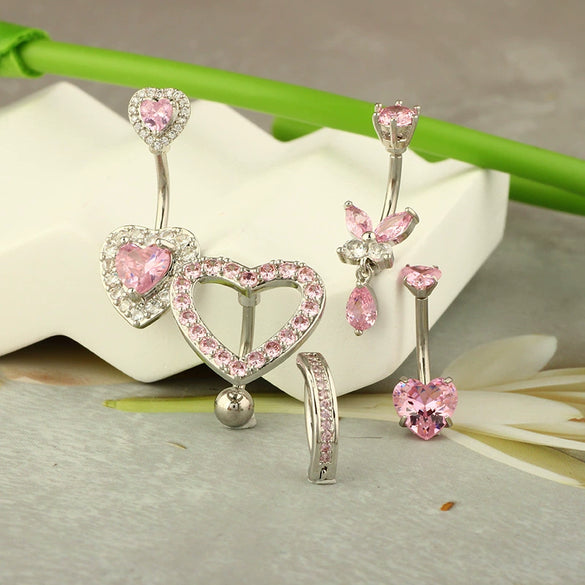 Wholesale Piercing Jewelry Navel Ring Stainless Steel Heartshaped Geometric Electroplating Unisex