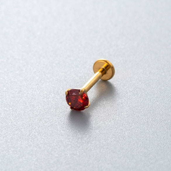 Wholesale Piercing Jewelry Titanium Alloy Inlaid With Colorful Zircon Geometric Style Electroplated