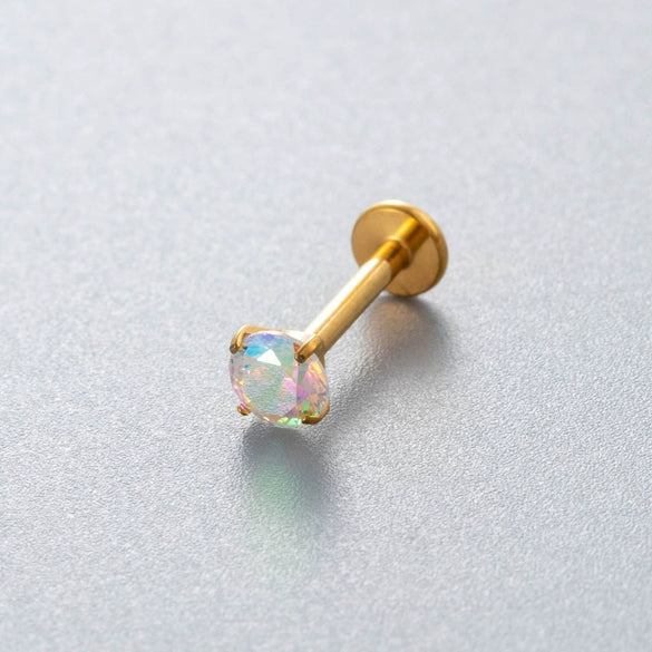 Wholesale Piercing Jewelry Titanium Alloy Inlaid With Colorful Zircon Geometric Style Electroplated