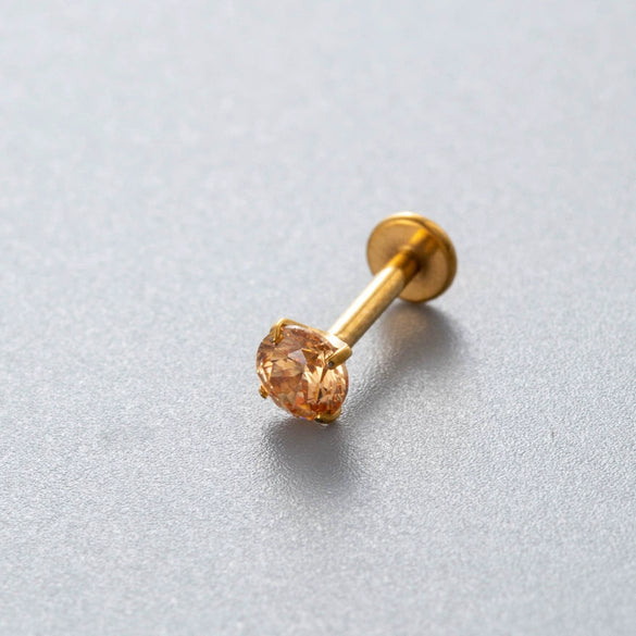 Wholesale Piercing Jewelry Titanium Alloy Inlaid With Colorful Zircon Geometric Style Electroplated