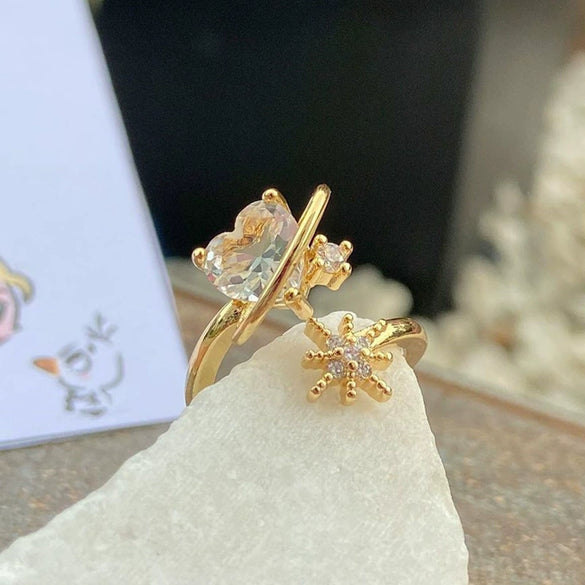 Wholesale Pink Love Opening Ring For Women Alloy With Micro Inlaid Zircon Heart Shaped Design