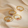 Wholesale Pink Zircon Geometric Copper Ring With Electroplating Unisex And Sweet Personality Open Design
