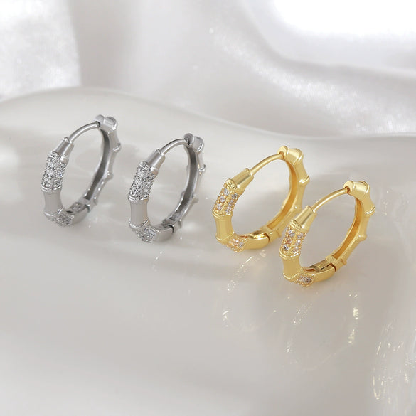 Wholesale Plain Hoop Earrings For Women Copper Geometric Rhinestones Electroplating