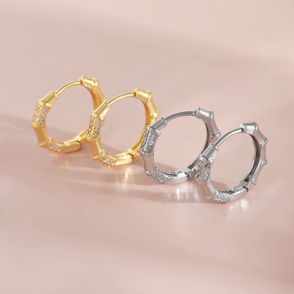 Wholesale Plain Hoop Earrings For Women Copper Geometric Rhinestones Electroplating