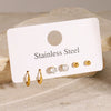 Wholesale Plain Hoop Earrings With Zircon Stainless Steel Geometric Style Electroplated