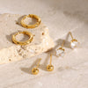 Wholesale Plain Hoop Earrings With Zircon Stainless Steel Geometric Style Electroplated