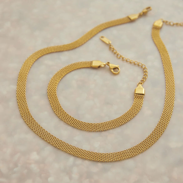 Wholesale Plain Jewelry For Women Titanium Steel And Stainless Steel Electroplated Ring Necklace And Bracelet With Geometric Style