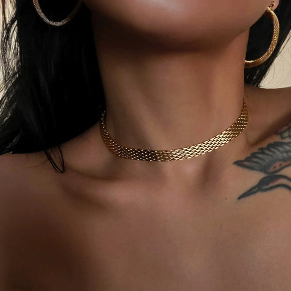 Wholesale Plain Jewelry For Women Titanium Steel And Stainless Steel Electroplated Ring Necklace And Bracelet With Geometric Style