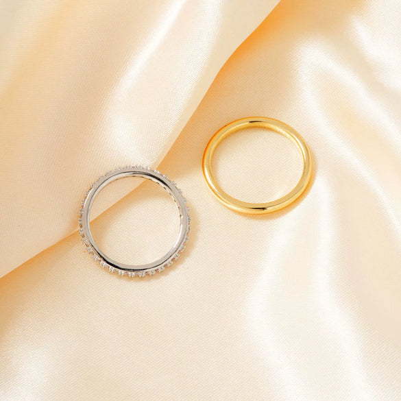 Wholesale Plain Ring Ultrafine Gold And Silver Twocolor Simple Copper Geometric Women's Ring With Electroplating