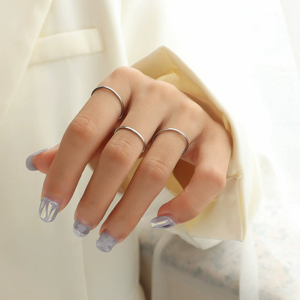 Wholesale Plain Thin Tail Ring For Women 316L Stainless Steel 18K Gold Electroplated Geometric Simple Jewelry