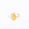 Wholesale Plant Flowers Style Geometric Titanium Steel Open Ring Electroplated With 18K Gold And Zircon Birthstone