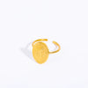 Wholesale Plant Flowers Style Geometric Titanium Steel Open Ring Electroplated With 18K Gold And Zircon Birthstone