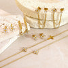 Wholesale Plants Flowers Pattern Stainless Steel Electroplated Women's Earrings Necklace And Bracelet Set Accessories